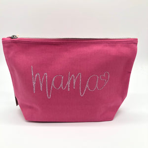 Kosmetiktasche aus Bio-Baumwolle Pink "Mama"