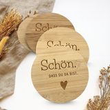 Bambusuntersetzer 4 Stk., Untersetzer aus Bambus lasergraviert, versch. Sprüche