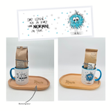 Bunte Tasse mit Pinselstift Motiven mit Minitablett