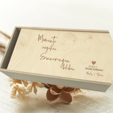 Erinnerungsbox groß mit Schiebedeckel lasergraviert, Holzbox, Schatzkiste für Kinder,