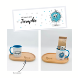 Bunte Tasse mit Pinselstift Motiven mit Minitablett