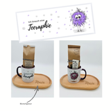 Bunte Tasse mit Pinselstift Motiven mit Minitablett