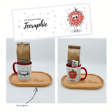Bunte Tasse mit Pinselstift Motiven mit Minitablett