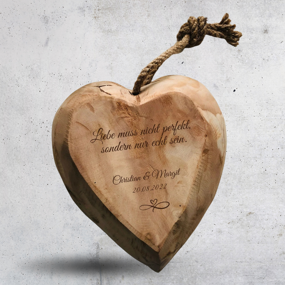 Holzherz natur lasergraviert, Hochzeitsgeschenk, Geldgeschenk, Geburtstagsgeschenk