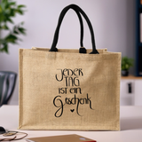 Jutetasche - Einkaufstasche mit Wunschspruch