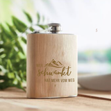 Flachmann aus Holz mit Lasergravur