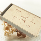 Erinnerungsbox groß mit Schiebedeckel lasergraviert, Holzbox, Schatzkiste für Kinder,