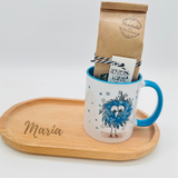 Bunte Tasse mit Pinselstift Motiven mit Minitablett - Mix & Match
