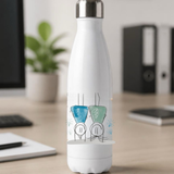 Pinselstift Trinkflasche, Thermosflasche aus Edelstahl in WEISS mit Wunschgrafik