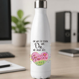 Pinselstift Trinkflasche, Thermosflasche aus Edelstahl in WEISS mit Wunschgrafik