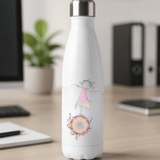 Pinselstift Trinkflasche, Thermosflasche aus Edelstahl in WEISS mit Wunschgrafik