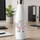 Pinselstift Trinkflasche, Thermosflasche aus Edelstahl in WEISS mit Wunschgrafik