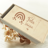 Erinnerungsbox groß mit Schiebedeckel lasergraviert, Holzbox, Schatzkiste für Kinder,