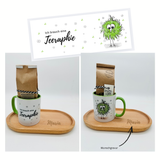 Bunte Tasse mit Pinselstift Motiven mit Minitablett