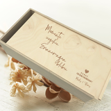 Erinnerungsbox groß mit Schiebedeckel lasergraviert, Holzbox, Schatzkiste für Kinder,