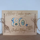 Geldgeschenk aus Holz zum Geburtstag – Personalisierte Holzkarte mit Geldfach