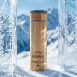 Bambus Thermoflasche mit Teesieb & Wunschgravur
