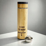 Bambus Thermoflasche mit Teesieb & Wunschgravur