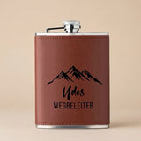 Flachmann aus braunem Leder "Wunschdesign"