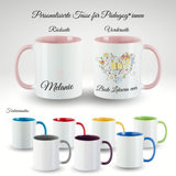 Bunte Keramiktasse für PädagogInnen
