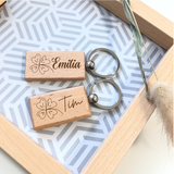 Schlüsselanhänger aus Holz personalisiert mit Namen, Glücksbringer mit Sinn