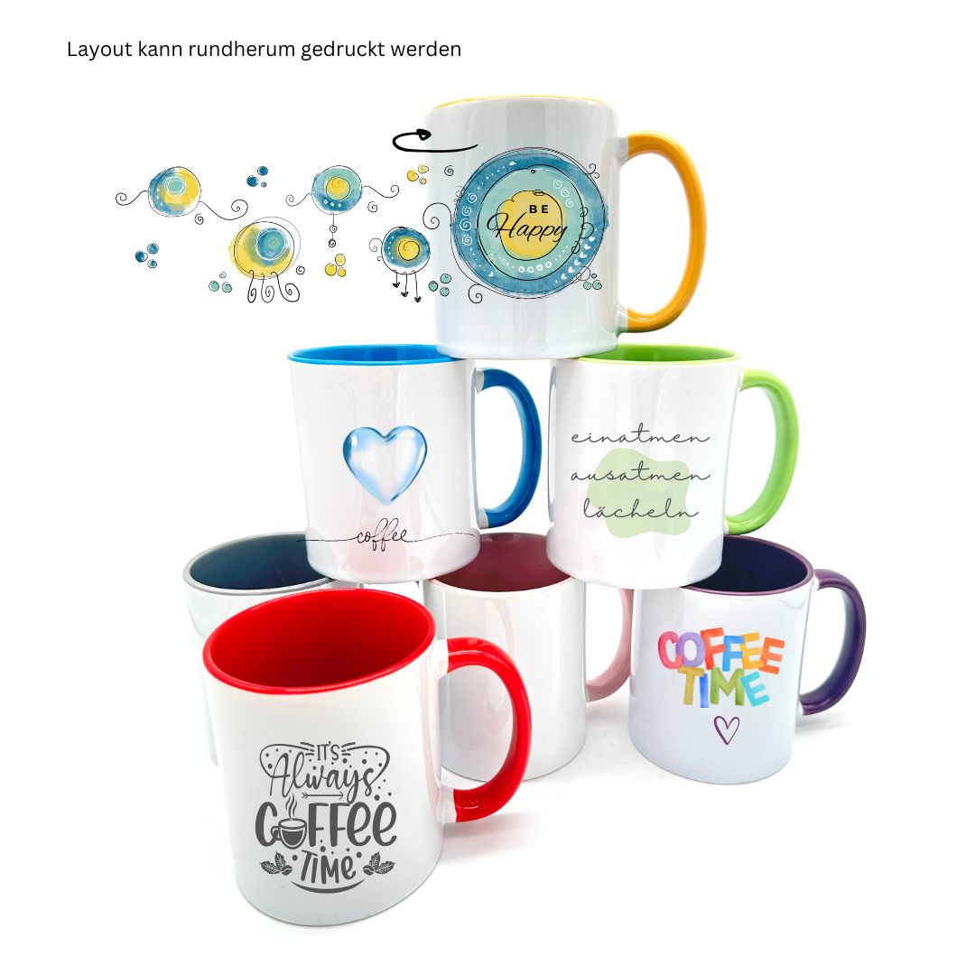 Bunte Tasse mit Wunschgrafik