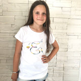 Mädchen T-Shirt aus Bio-Baumwolle „Regenbogenbuchstabe“