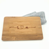Holzbrett, Schneidbrett, Frühstücksbrett aus Bambus mit einer Liebeserklärung, Valentinstagsgeschenk