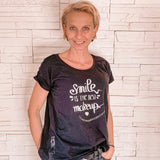 Baumwoll-shirt kurzarm Damen " smile is the best makeup"
